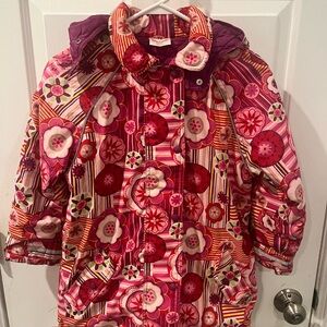 Hanna Andersson Pink and Purple Floral Kids Puffer Jacket